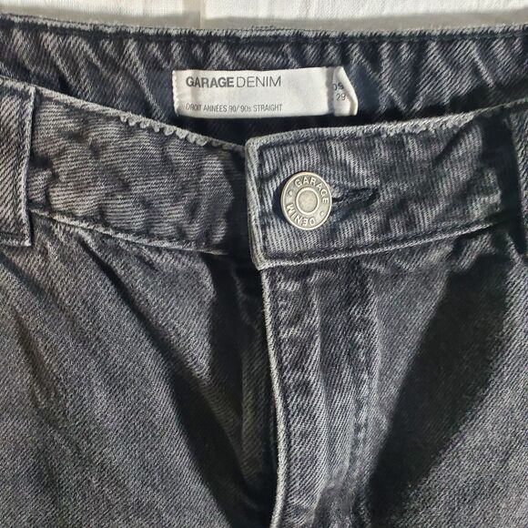 Garage 90s Straight Leg Black Jeans Womens Size 29 High Rise Denim - Picture 2 of 7